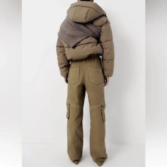 Zara Full Length Cargo Khaki Pants Womens XS Light Khaki Cotton - Picture 4 of 6